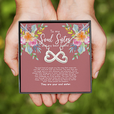 Alternative view of To My Soul Sister And My Best Friend The Best Kind Of People Are The Ones Infinity Heart Pendant Necklace