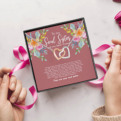 Alternative view of To My Soul Sister And My Best Friend The Best Kind Of People Are The Ones Joined Interlocking Hearts Pendant Necklace