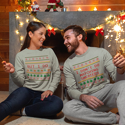 Alternative view of Matching Couple Sweatshirt - But I Do Holiday Hoodies - Long Sleeves