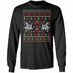 Reindeer Funny Ugly Christmas Hoodie, Black, Long Sleeve