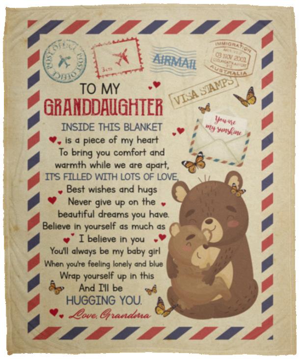 Grandma To Granddaughter, White, Cozy Plush Fleece Blanket - 50x60 Grandma To Granddaughter, White, Cozy Plush Fleece Blanket - 50x60