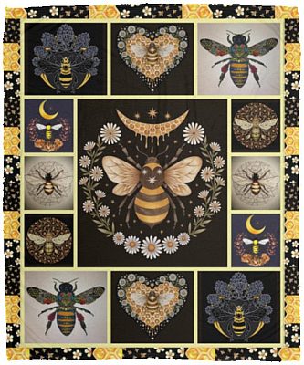 Love Bee Sweet Blanket, White, Cozy Plush Fleece Blanket - 50x60