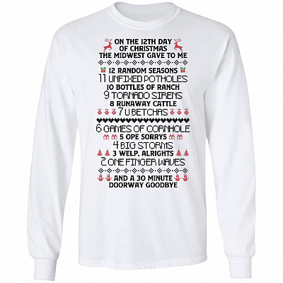 12 Days Hoodie, White, Long Sleeve