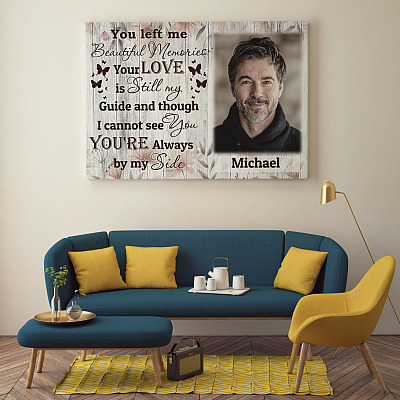 Alternative view of Personalized Photo You Left Me Beautiful Memories Memorial Gifts Framed Canvas - Unframed Poster