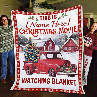 Alternative view of Personalized Christmas Blanket This Is My Christmas Movie Watching Blanket Red Truck Fleece - Mink Blanket