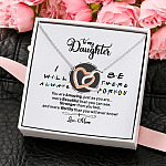 8O. To My Daugter Friends Interlocking Hearts Necklace 4