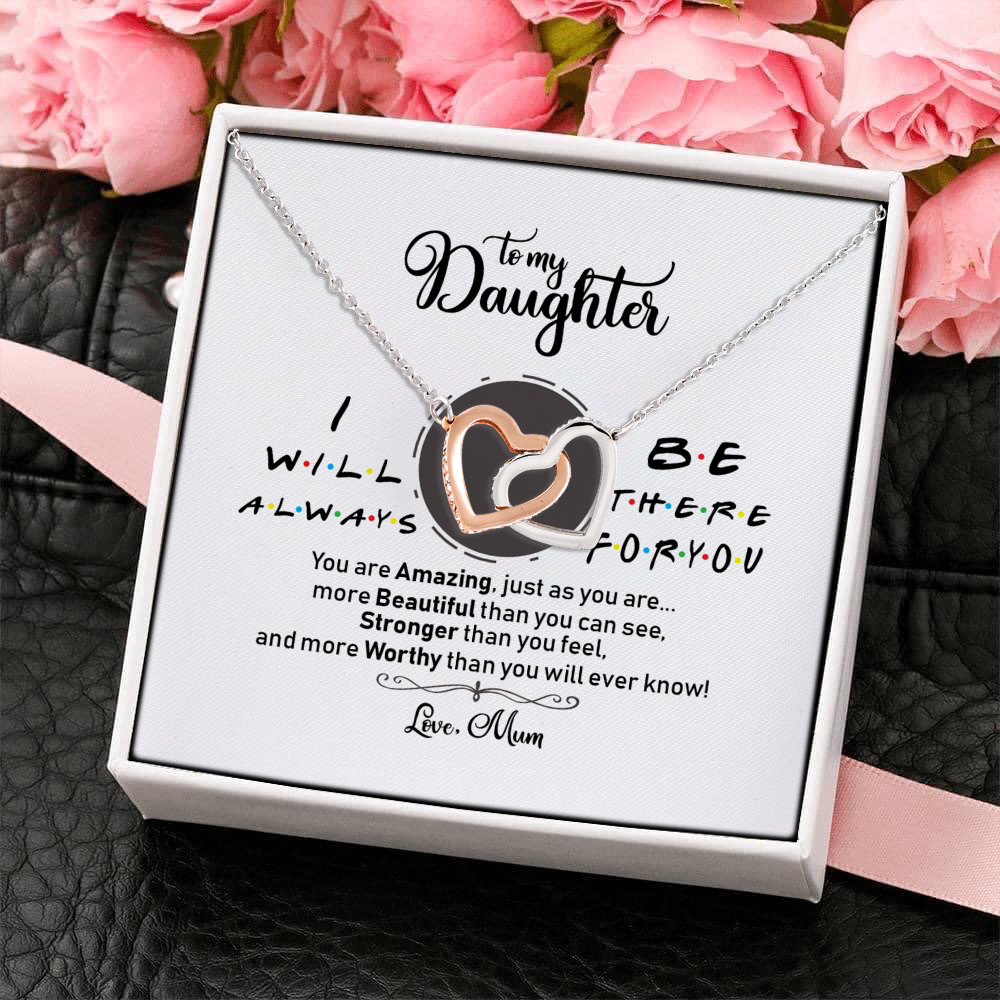 8O. To My Daugter Friends Interlocking Hearts Necklace 4
