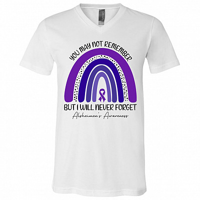 Alzheimer Awareness T-Shirt, White, V-Neck T-Shirt