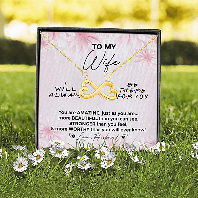 Alternative view of To My Wife You Are Amazing I'll Always Be There Infinity Heart Pendant Necklace