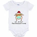 Friends My First Thanksgiving Baby Onesie - Baby Toddlers Bodysuit - Friends Turkey Baby Onesie, White, Baby Onesie - 12 Month