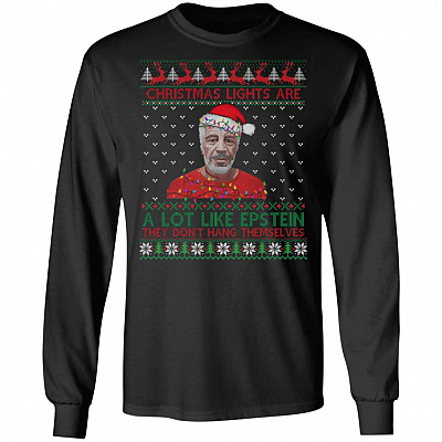 Christmas Lights Are A Lot Like Epstein Hoodie, Black, Long Sleeve