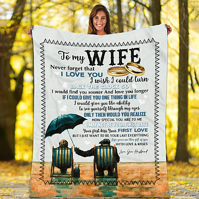 Alternative view of To My Wife Never Forget That I Love You I Wish I Could Turn Back The Clock Fleece Blanket - Mink Blanket