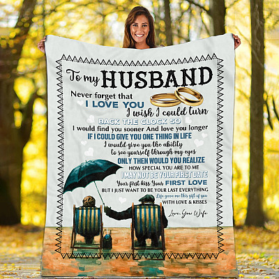 Alternative view of To My Husband Never Forget That I Love You I Wish I Could Turn Back The Clock Fleece Blanket - Mink Blanket