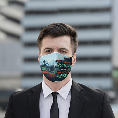 Alternative view of Wanderlust When Life Gives You Mountains Put on Your Boots And Hike Washable Printed Cloth Face Mask Cover