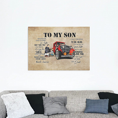 Alternative view of Vintage Car Trucker From Dad To My Son Wherever Your Journey In Life May Take You Framed Canvas - Unframed Poster