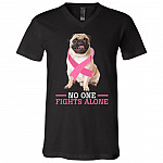 Breast Cancer No One Fights, Black, V-Neck T-Shirt