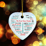 Personalized Family Name Pandemic Quarantine 2020 Christmas Flat Holiday Heart Ornament Keepsake