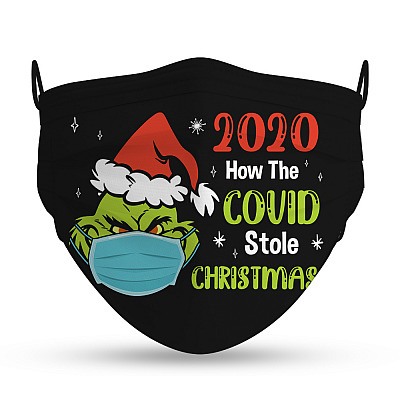Alternative view of Grinch How Covid Stole Christmas Funny Quarantine Christmas Washable Reusable Custom Printed Cloth Face Mask Cover