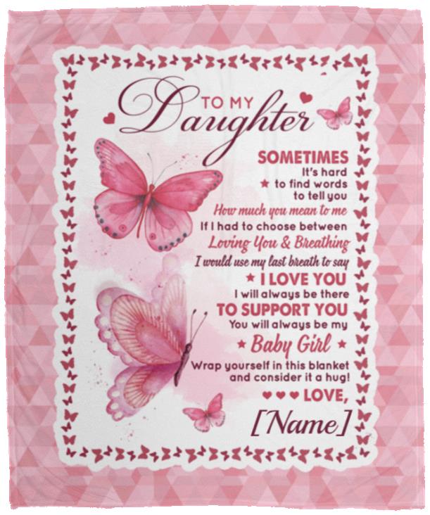 Personalized to My Daughter, White, Cozy Plush Fleece Blanket - 50x60