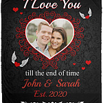 Personalized Photo Image I Love You Blanket, White, Cozy Plush Fleece Blanket - 50x60
