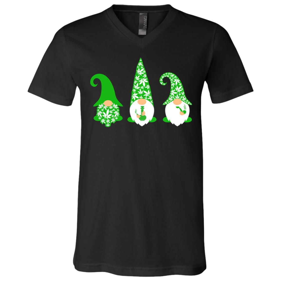 Stoner Gnomes Funny 420 Weed Gift Christmas T-Shirt - V Neck, Black, V-Neck T-Shirt