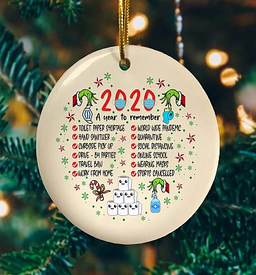 2020 Year To Remember Green Hand Christmas Circle Ornament Keepsake - Funny 2020 Christmas Ornament