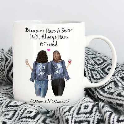 Alternative view of Personalized Because I Have A Sister Ceramic Coffee Mug - Beer Stein - Water Bottle - Color Changing Mug