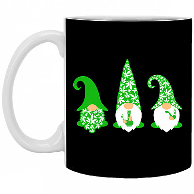 Stoner Gnomes Funny 420 Weed Gift Christmas Ceramic Coffee Mug - Water Bottle, Black, 11 oz. White Mug