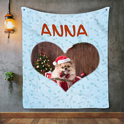 Alternative view of Personalized Pet Photo Fleece Blanket – Mink Blanket – Woven Blanket - Dog Cat Custom Image With Name Blanket