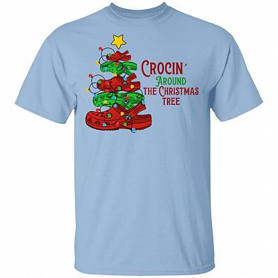 Crocing Around The Christmas Tree, Light Blue, Unisex T-Shirt