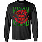 Fa La La La Valhalla La Viking God Ugly Christmas Ugly Christmas Sweater Long Sleeve, Black, Long Sleeve