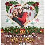 Personalized Photo Mr Mrs Throw Blanket, White, Cozy Plush Fleece Blanket - 50x60