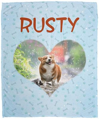 Personalized Pet Photo Fleece Blanket, White, Cozy Plush Fleece Blanket - 50x60