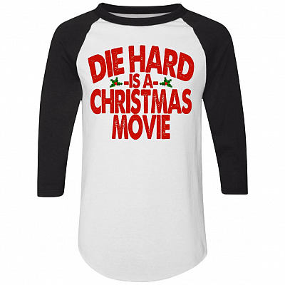 Die Hard Is a Christmas Movie Raglan Jersey, White/Black, Raglan Jersey