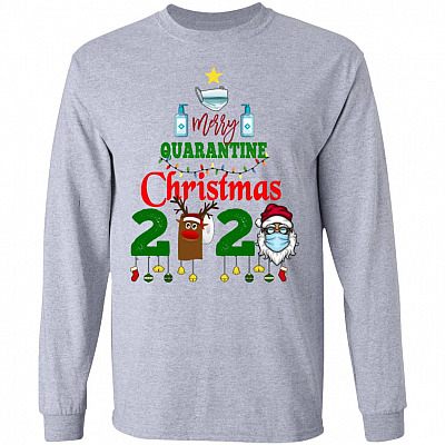 Merry Quarantined Hoodie, Sport Grey, Long Sleeve