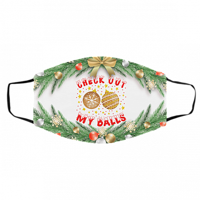 Check Out My Balls Adult Funny Jokes 2020 Washable Reusable Custom - Printed Face Mask, White, Cloth Face Cover – Medium/Large