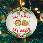 Check Out My Balls Adult Funny Jokes 2020 Christmas Ornament - Holiday Flat Circle Ornament