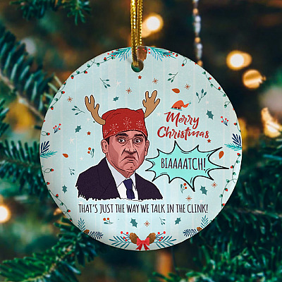 Prison Mike Merry Christmas Biaaaatch Decorative Christmas Ornament - Holiday Flat Circle Ornament