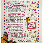 Personalized Letter Butterfly, White, Cozy Plush Fleece Blanket - 50x60