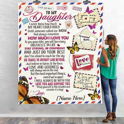 Alternative view of Personalized Letter Butterfly To My Daughter I Never Knew How Much Love Fleece Blanket - Mink Blanket