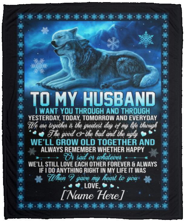 Personalized Wife to My Husband, White, Cozy Plush Fleece Blanket - 50x60