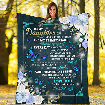 Alternative view of Dad To My Daughter Never Forget That The Most Important Thing Butterfly Fleece Blanket - Mink Blanket