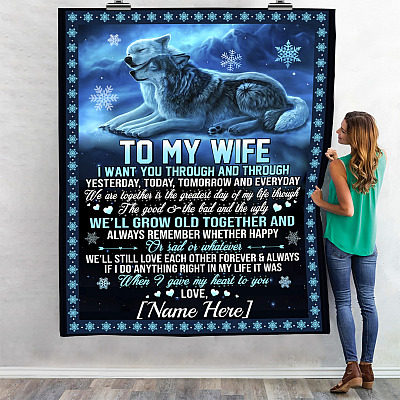 Alternative view of Personalized Husband to My Wife I Want You Through and Through Yesterday Fleece Blanket - Mink Blanket