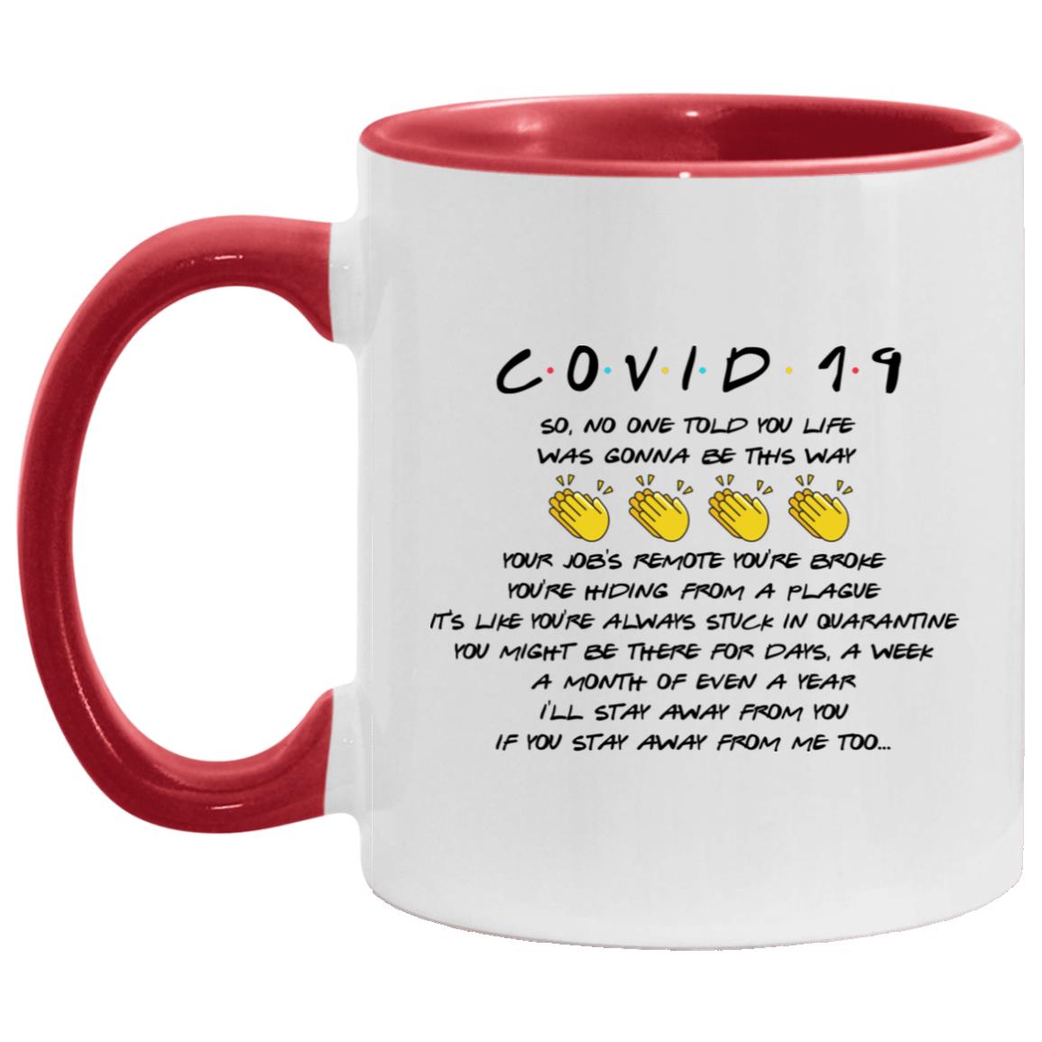 Pandemic Co-vid-19 Accent Mug, White/Red, 11 oz. Accent Mug
