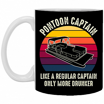 Pontoon Captain Mug, Black, 11 oz. White Mug