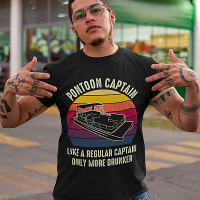 Alternative view of Pontoon Captain Is Like Regular Captain Only More Drunker Funny Pontoon Captain Gift T-Shirt - V Neck