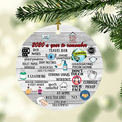 2020 A Year To Remember - 12 Days Of Corona Ornament - Quarantine 2020 Christmas Holiday Circle Ornament