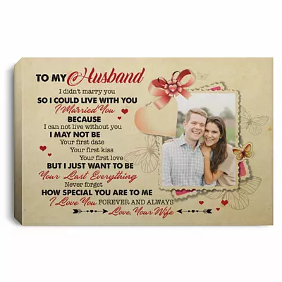 Personalized Custom Photo To My Husband, White, 0.75'' Framed Canvas