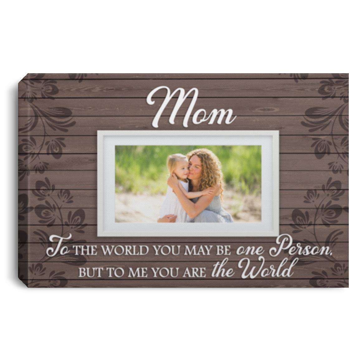 Personalized Custom Photo Mom, White, 0.75'' Framed Canvas