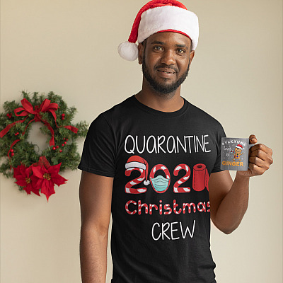 Alternative view of Quarantine 2020 Christmas Crew T-Shirt - Pandemic Christmas T-Shirt - Christmas 2020 T-Shirt